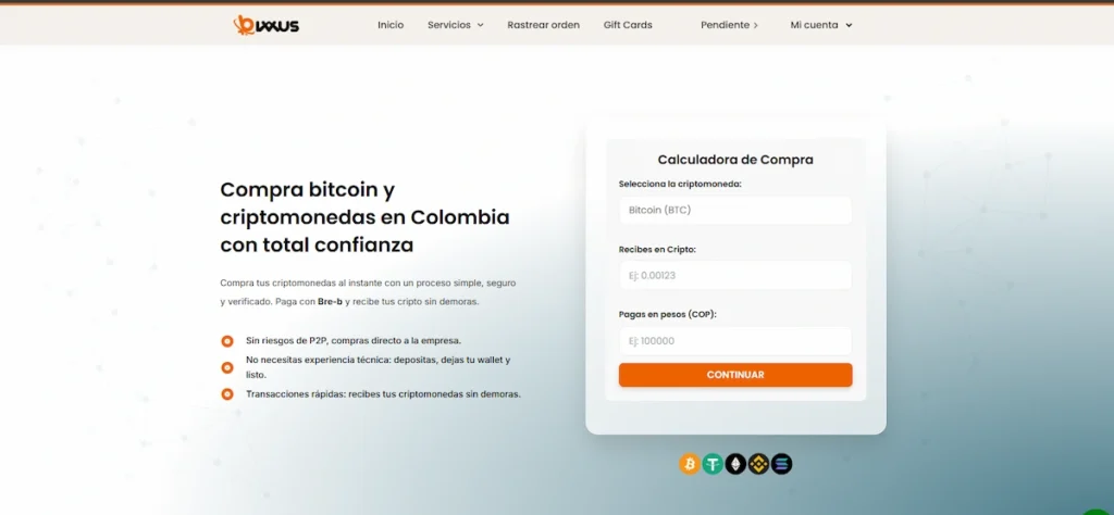Proceso para comprar criptomonedas con Bre-B en Bixxus